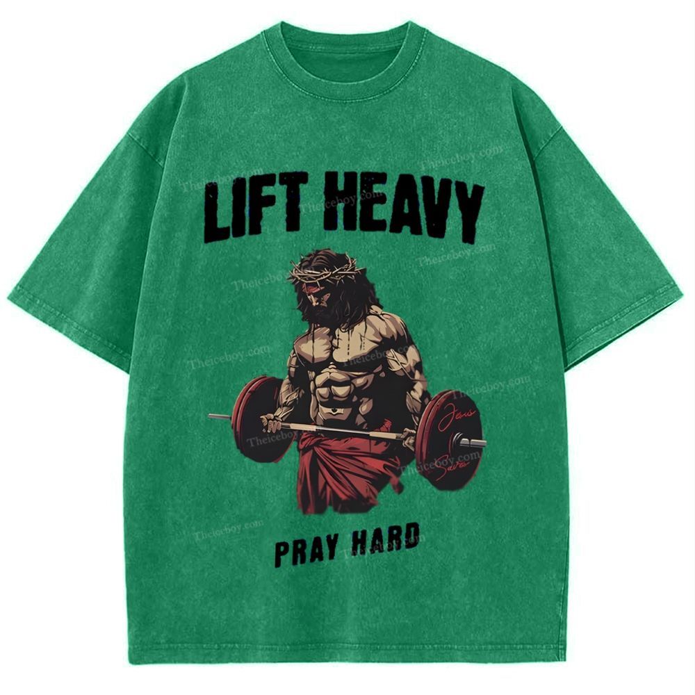 Lift Heavy Pray Hard Snowflake Vintage Washed T-Shirt