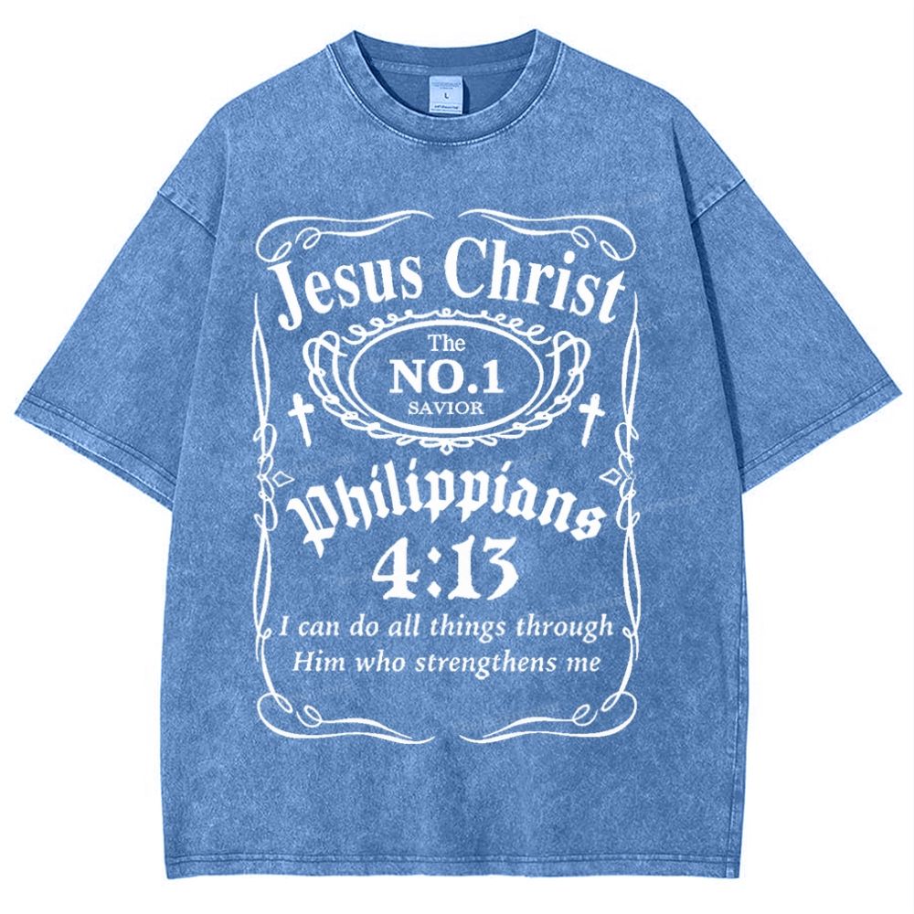 Philippians 4:13 Snowflake Vintage Washed T-Shirt