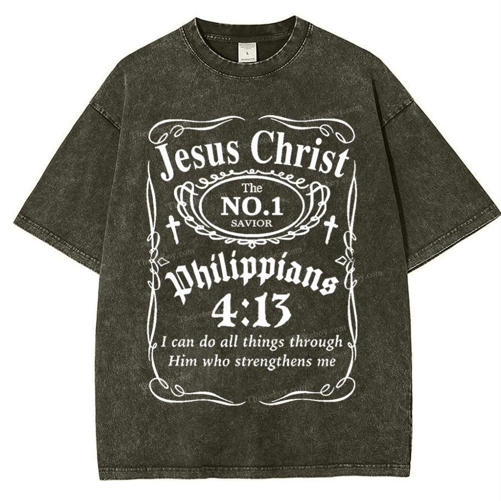 Philippians 4:13 Snowflake Vintage Washed T-Shirt
