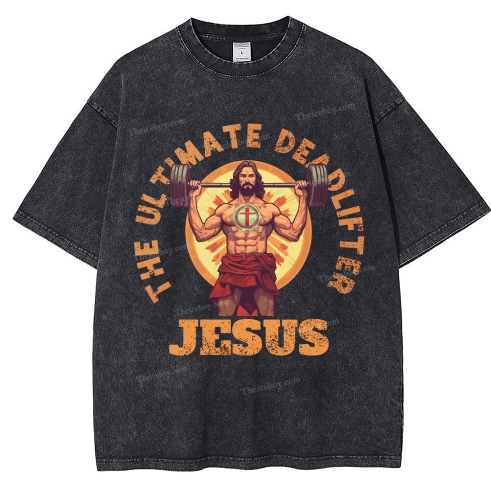 The Ultimate Deadlifter Jesus Snowflake Vintage Washed T-Shirt