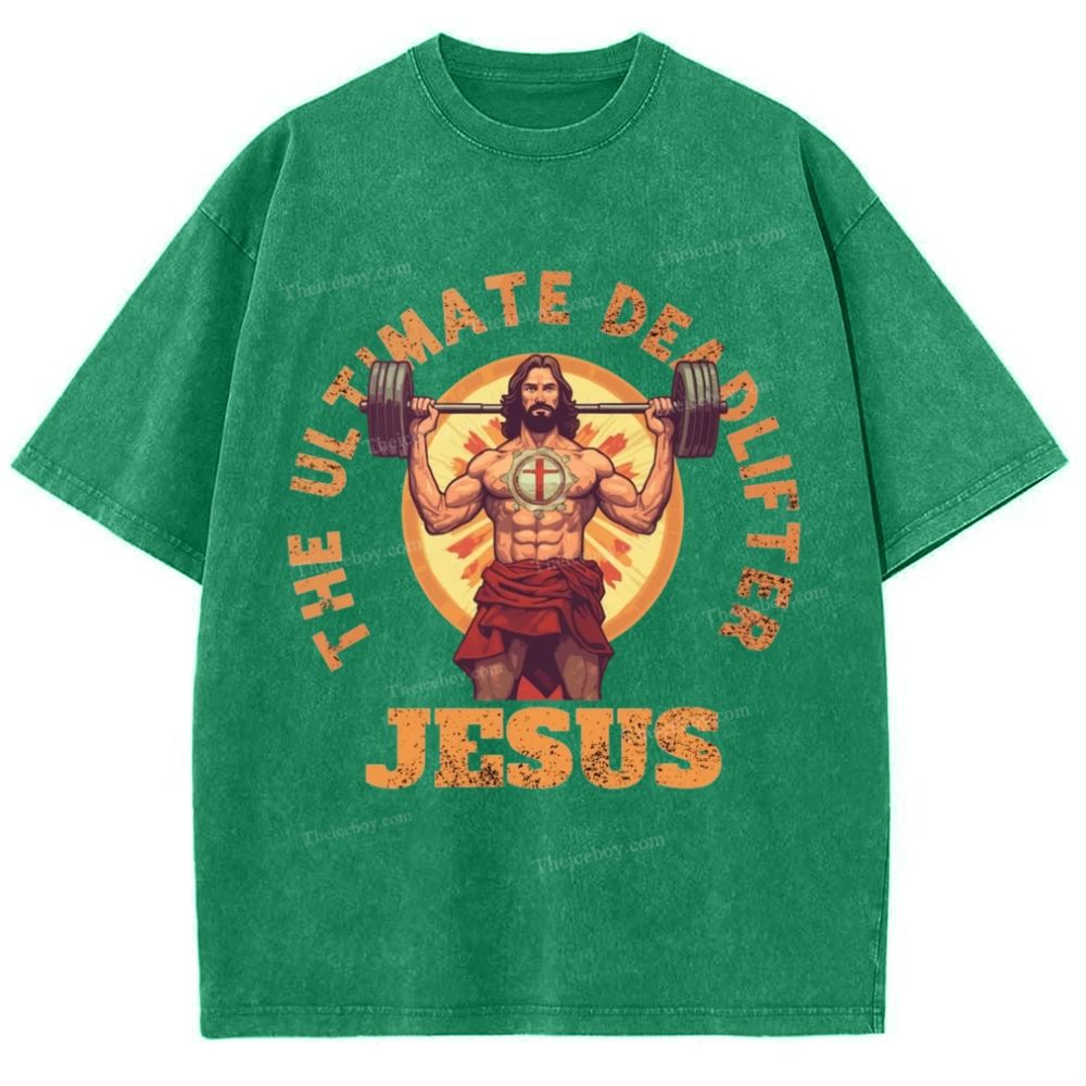 The Ultimate Deadlifter Jesus Snowflake Vintage Washed T-Shirt