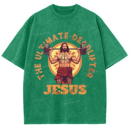 The Ultimate Deadlifter Jesus Snowflake Vintage Washed T-Shirt