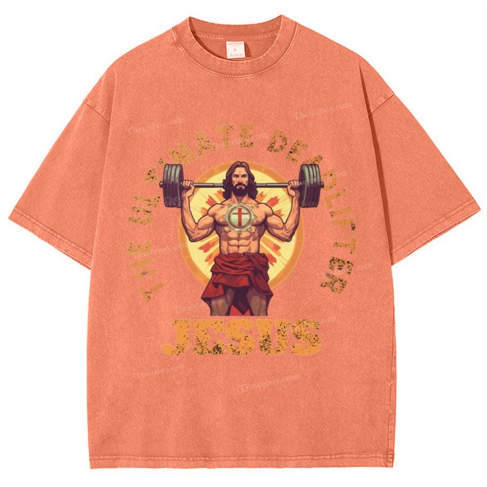 The Ultimate Deadlifter Jesus Snowflake Vintage Washed T-Shirt