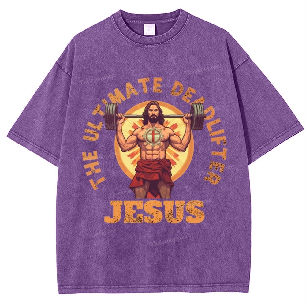 The Ultimate Deadlifter Jesus Snowflake Vintage Washed T-Shirt