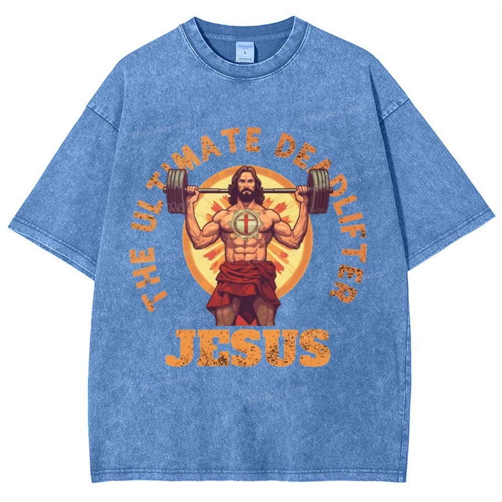 The Ultimate Deadlifter Jesus Snowflake Vintage Washed T-Shirt