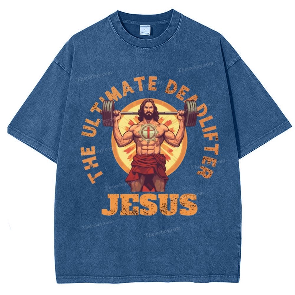 The Ultimate Deadlifter Jesus Snowflake Vintage Washed T-Shirt