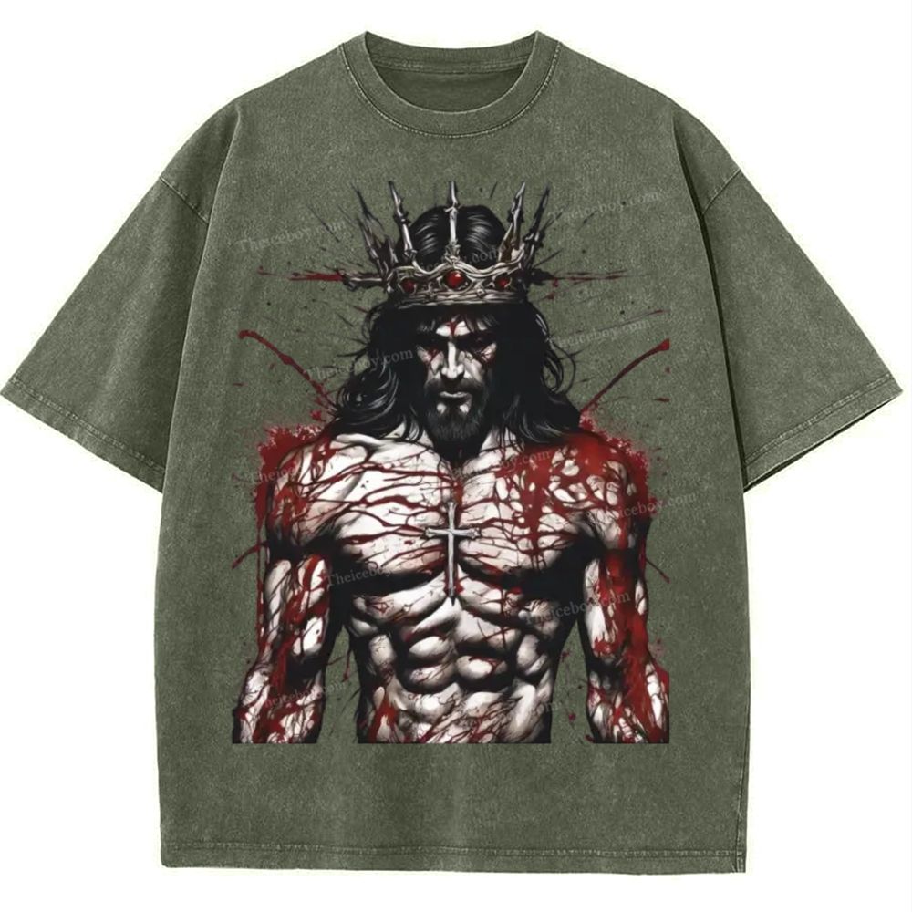 Jesus is King Snowflake Vintage Washed T-Shirt