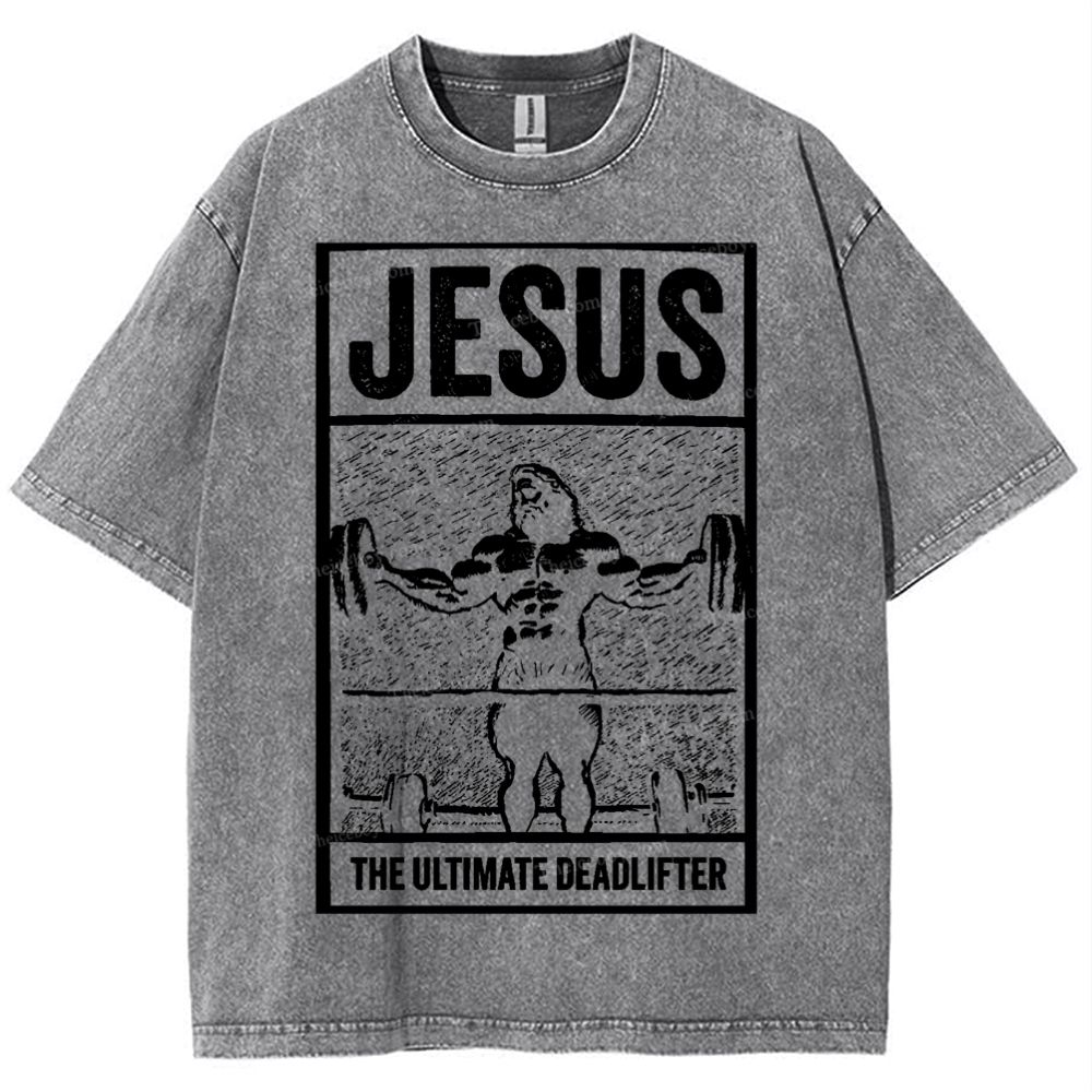 Jesus The Ultimate Deadlifter Snowflake Vintage Washed T-Shirt