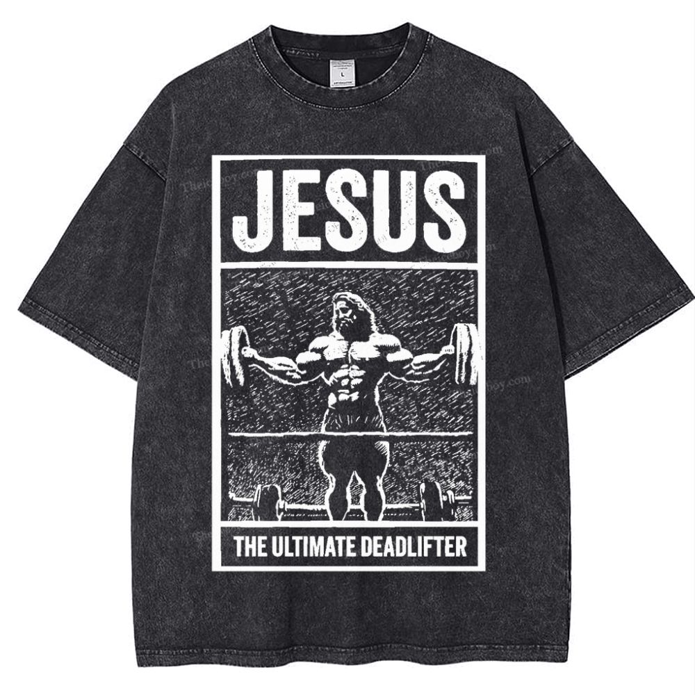 Jesus The Ultimate Deadlifter Snowflake Vintage Washed T-Shirt
