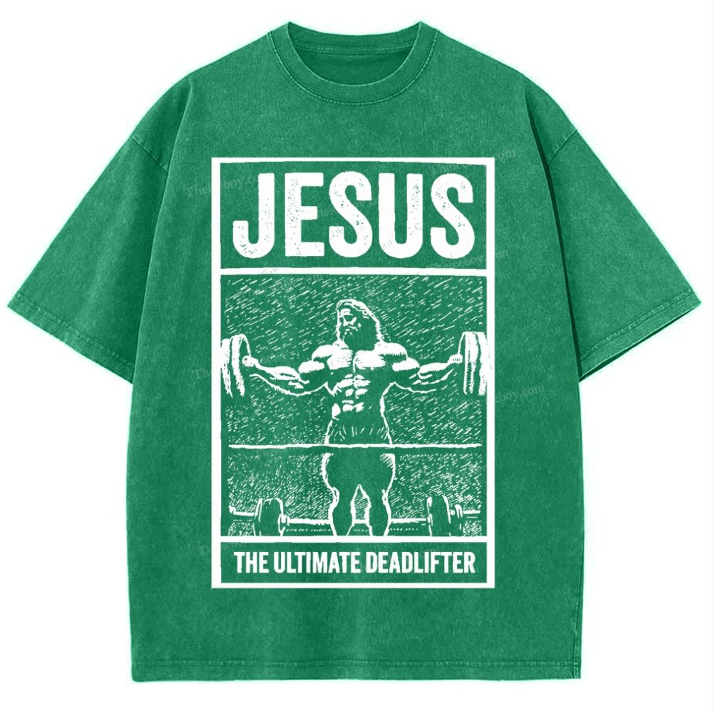 Jesus The Ultimate Deadlifter Snowflake Vintage Washed T-Shirt