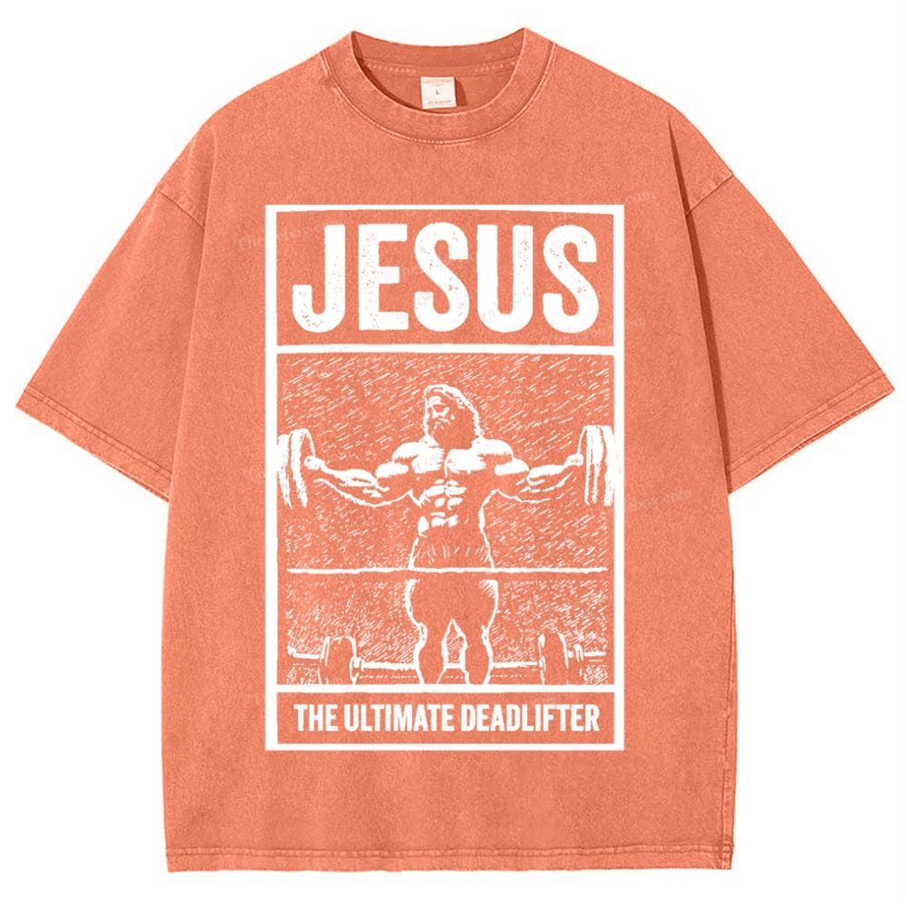 Jesus The Ultimate Deadlifter Snowflake Vintage Washed T-Shirt