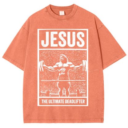 Jesus The Ultimate Deadlifter Snowflake Vintage Washed T-Shirt