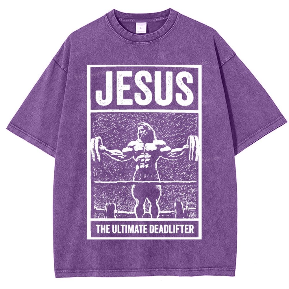 Jesus The Ultimate Deadlifter Snowflake Vintage Washed T-Shirt