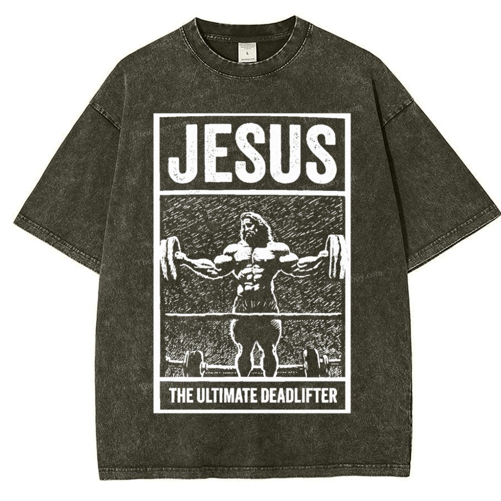Jesus The Ultimate Deadlifter Snowflake Vintage Washed T-Shirt