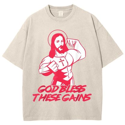 God Bless These Gains Snowflake Vintage Washed T-Shirt