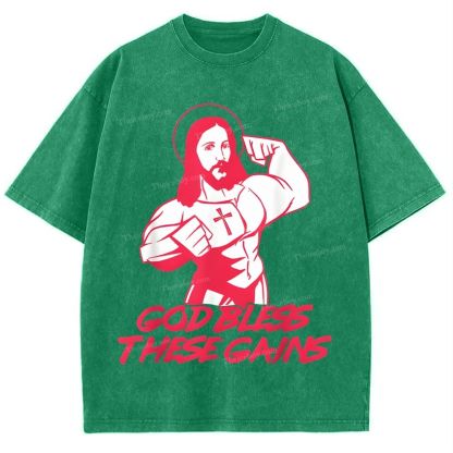 God Bless These Gains Snowflake Vintage Washed T-Shirt