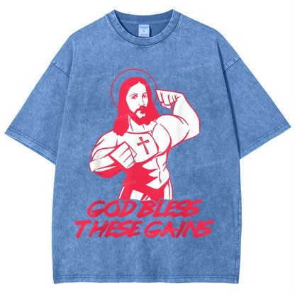 God Bless These Gains Snowflake Vintage Washed T-Shirt