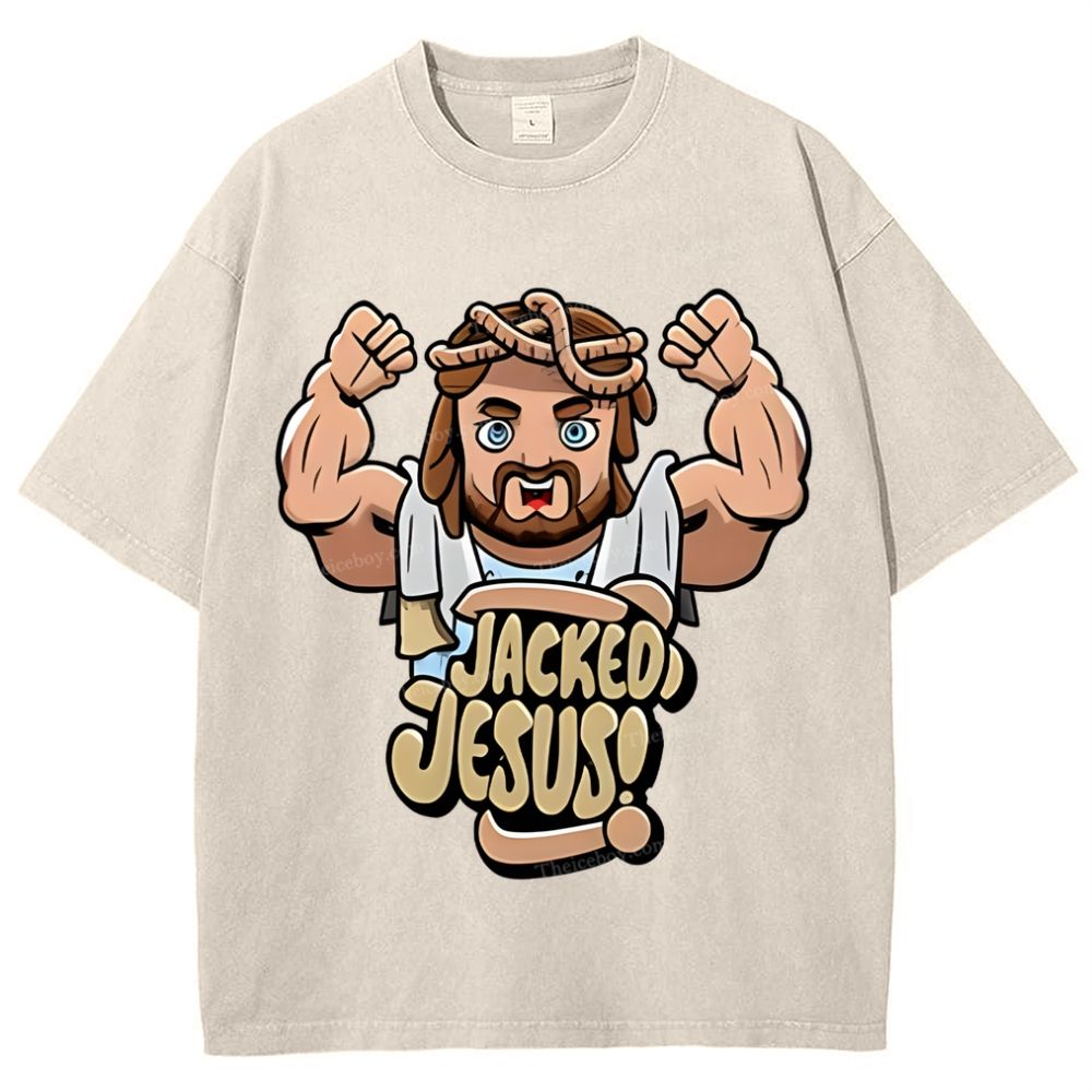 Jacked Jesus Snowflake Vintage Washed T-Shirt