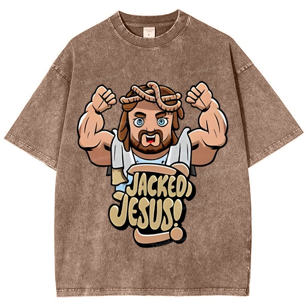 Jacked Jesus Snowflake Vintage Washed T-Shirt