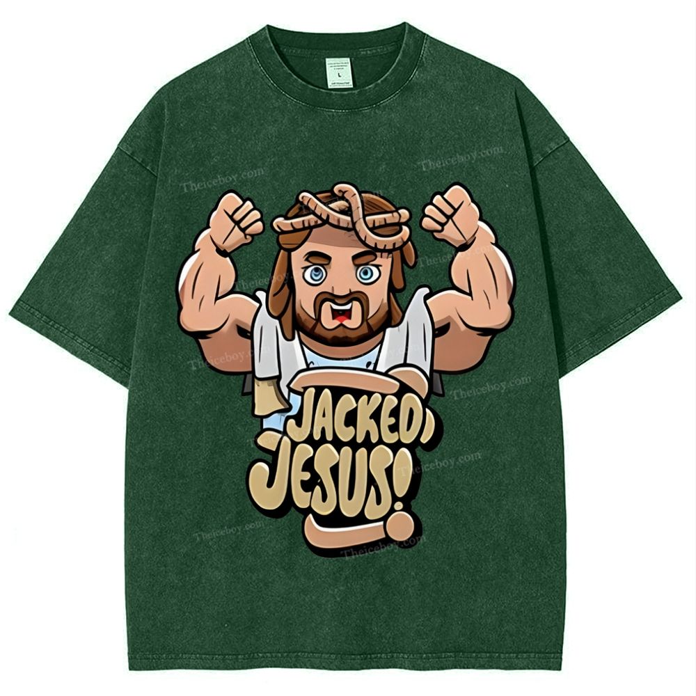 Jacked Jesus Snowflake Vintage Washed T-Shirt