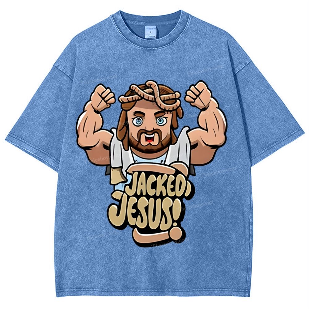 Jacked Jesus Snowflake Vintage Washed T-Shirt