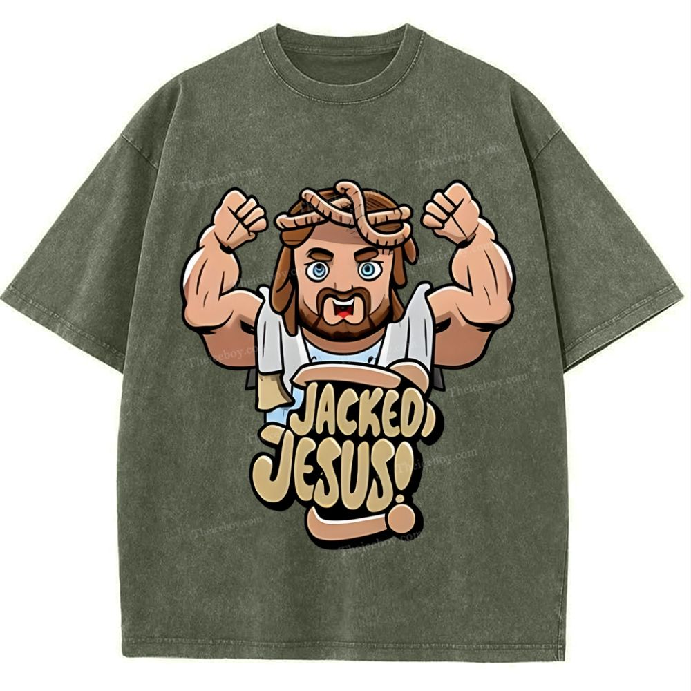 Jacked Jesus Snowflake Vintage Washed T-Shirt