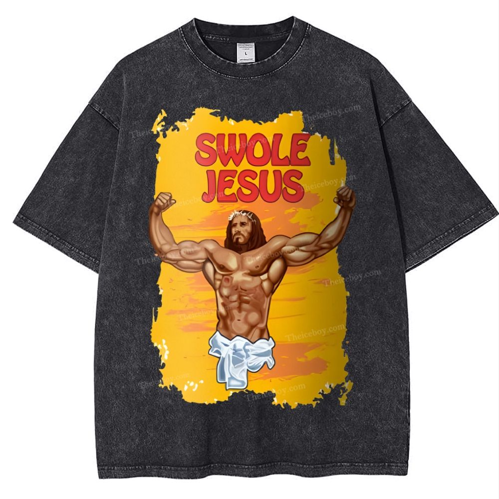 Swole Jesus Snowflake Vintage Washed T-Shirt