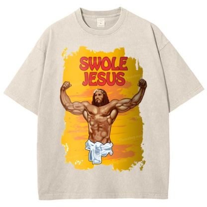 Swole Jesus Snowflake Vintage Washed T-Shirt