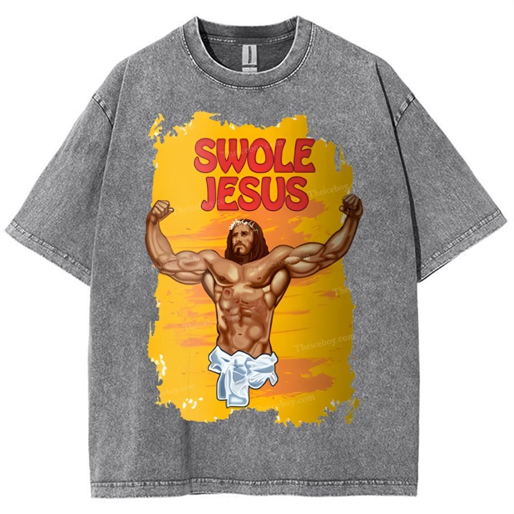 Swole Jesus Snowflake Vintage Washed T-Shirt
