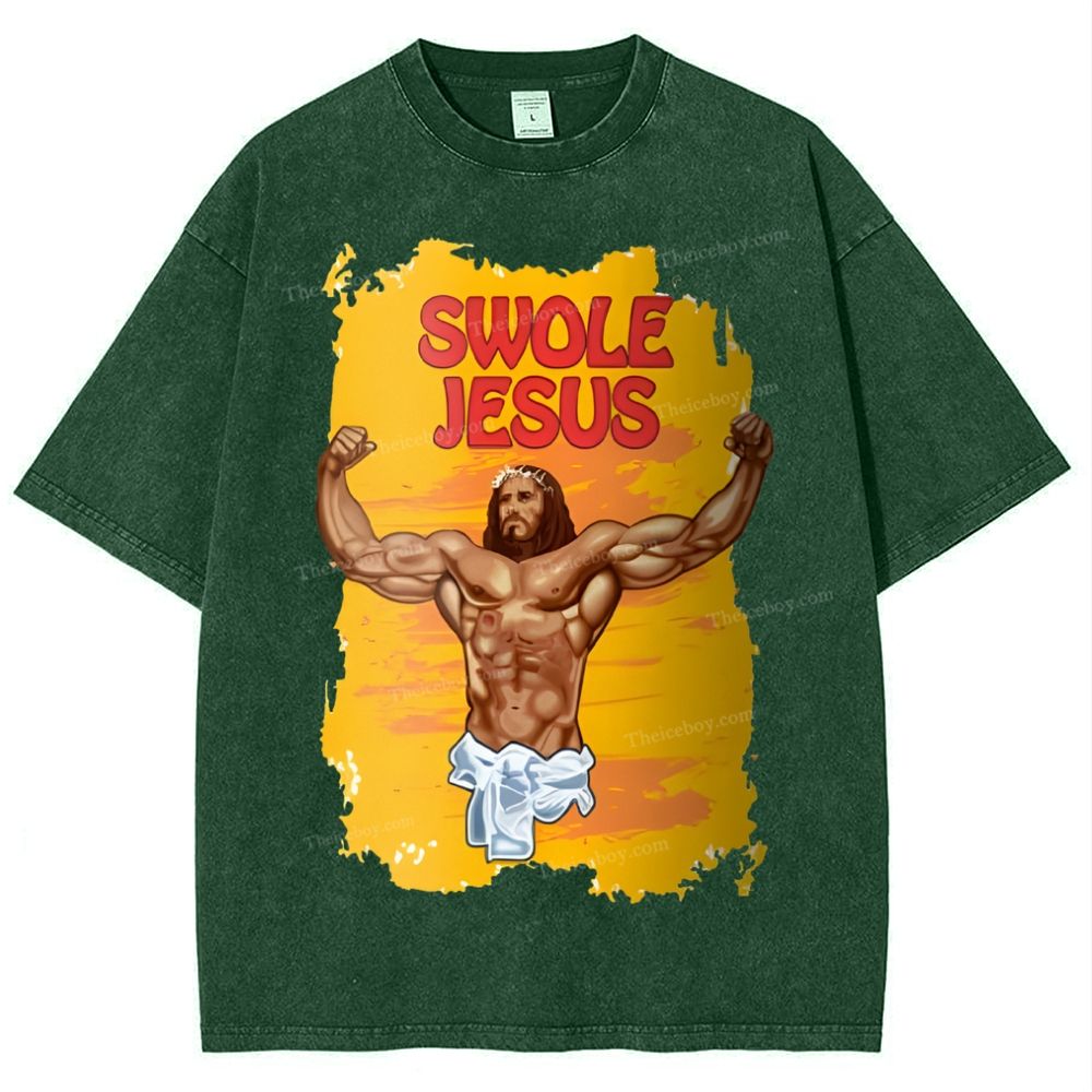 Swole Jesus Snowflake Vintage Washed T-Shirt