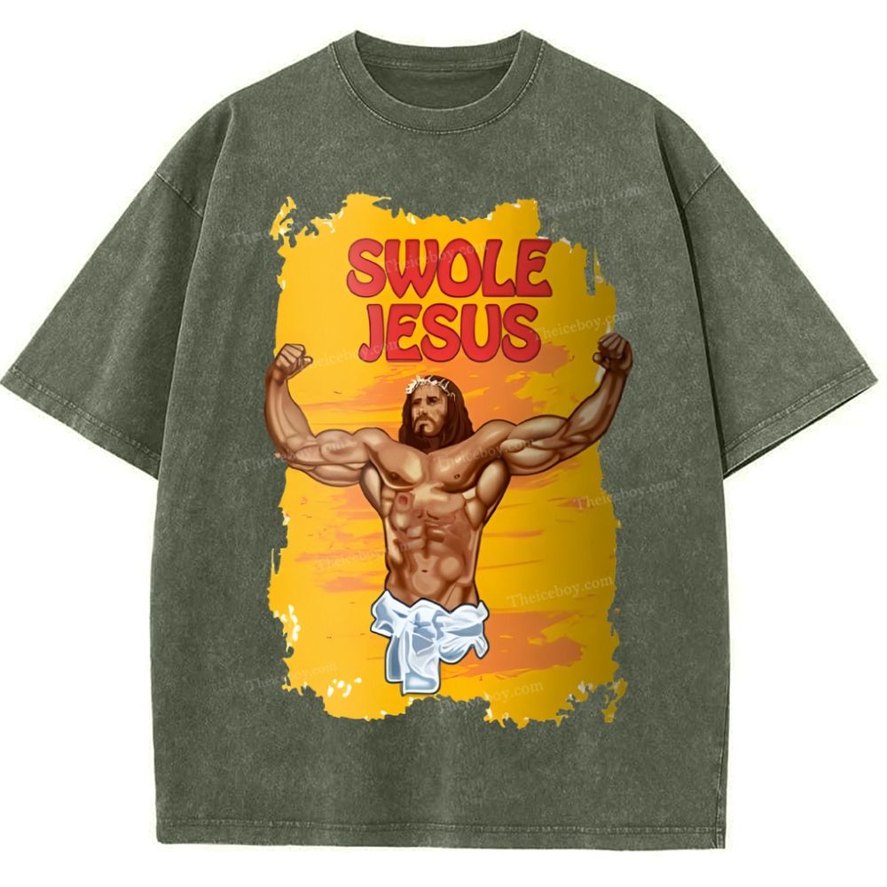 Swole Jesus Snowflake Vintage Washed T-Shirt