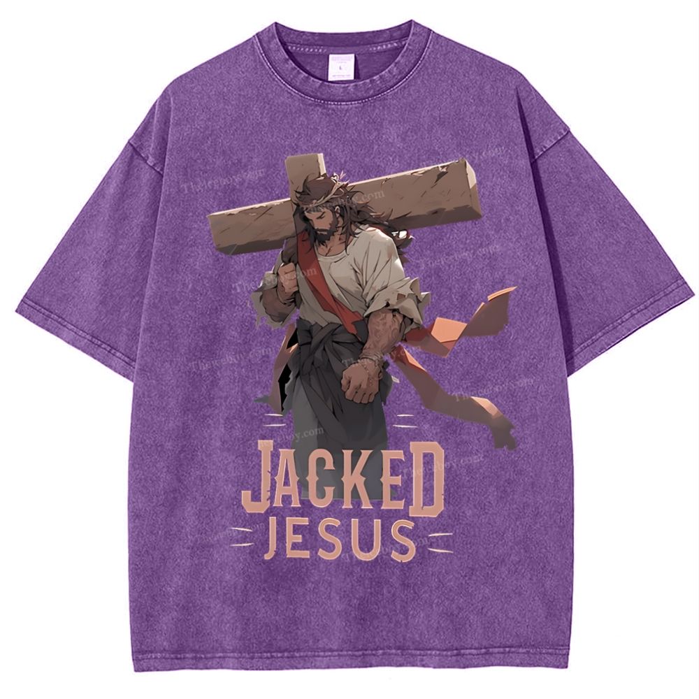 Jacked Jesus Snowflake Vintage Washed T-Shirt