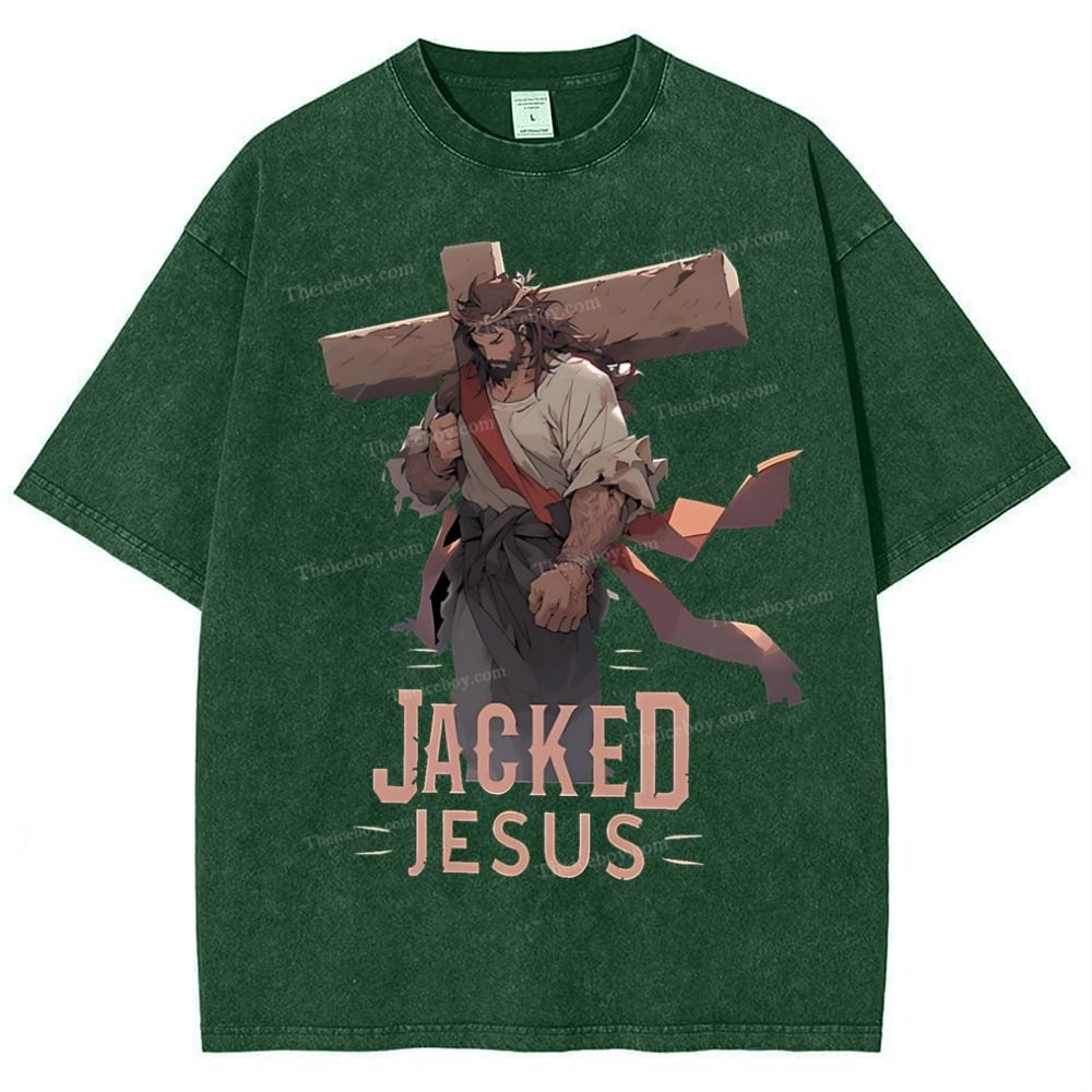 Jacked Jesus Snowflake Vintage Washed T-Shirt