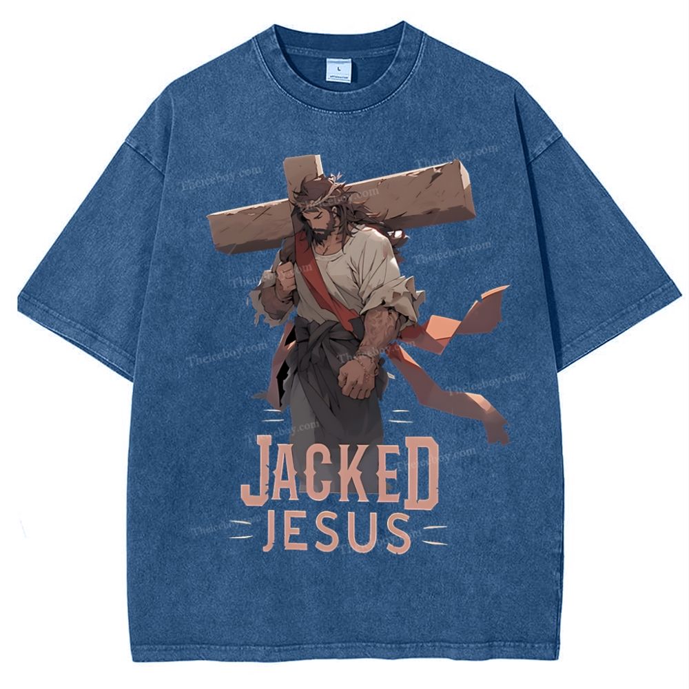 Jacked Jesus Snowflake Vintage Washed T-Shirt