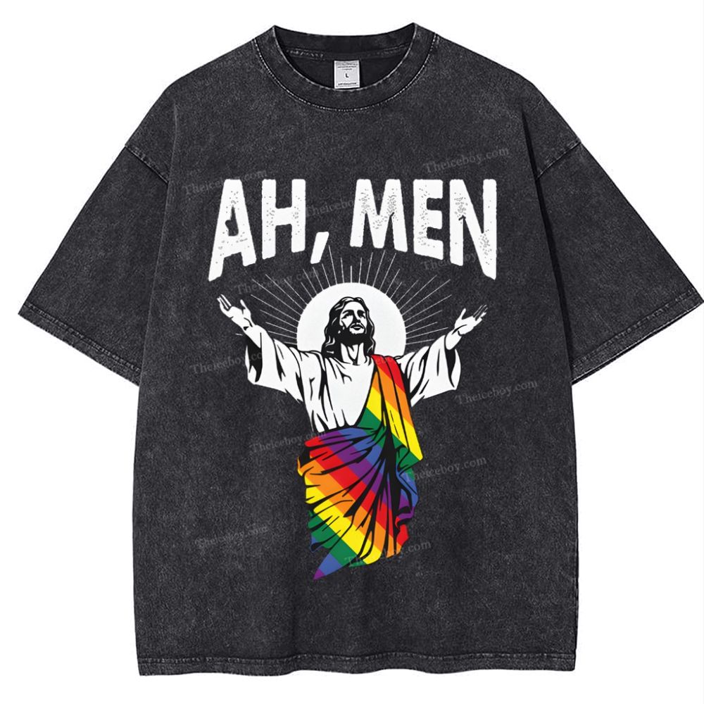 Ah Men Snowflake Vintage Washed T-Shirt