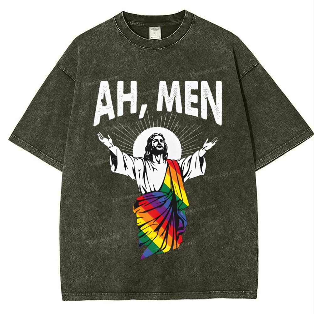 Ah Men Snowflake Vintage Washed T-Shirt
