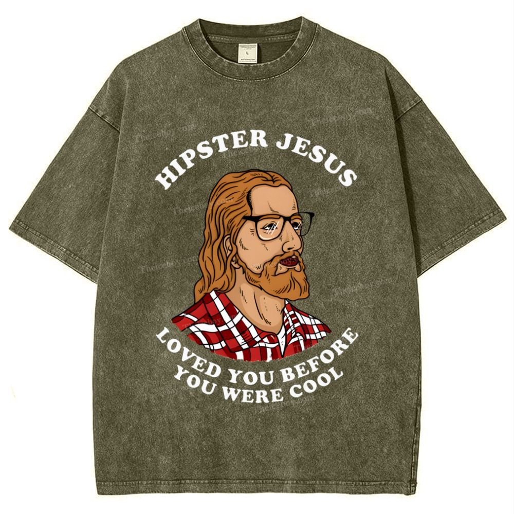 Hipster Jesus Snowflake Vintage Washed T-Shirt