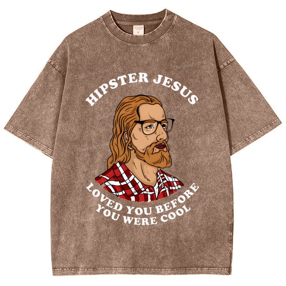 Hipster Jesus Snowflake Vintage Washed T-Shirt