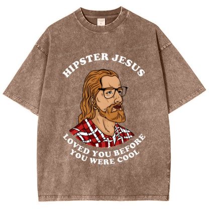 Hipster Jesus Snowflake Vintage Washed T-Shirt