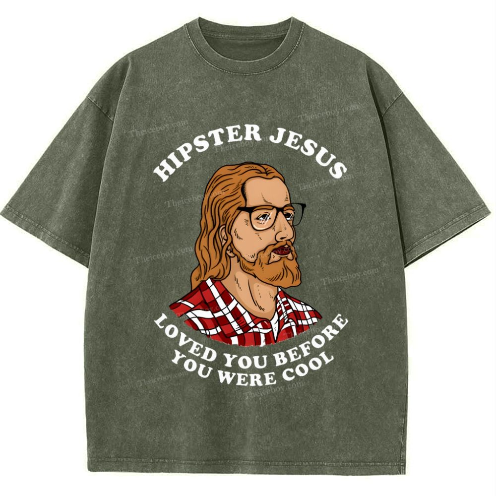 Hipster Jesus Snowflake Vintage Washed T-Shirt
