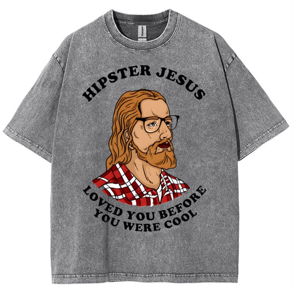 Hipster Jesus Snowflake Vintage Washed T-Shirt