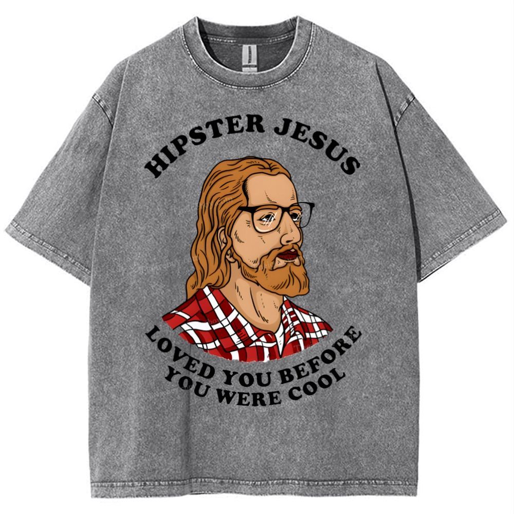 Hipster Jesus Snowflake Vintage Washed T-Shirt