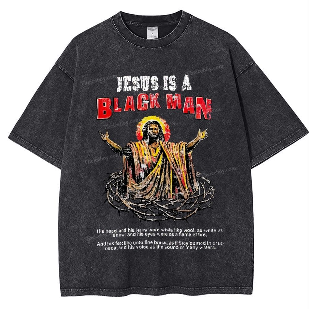 Jesus Is A Black Man Snowflake Vintage Washed T-Shirt