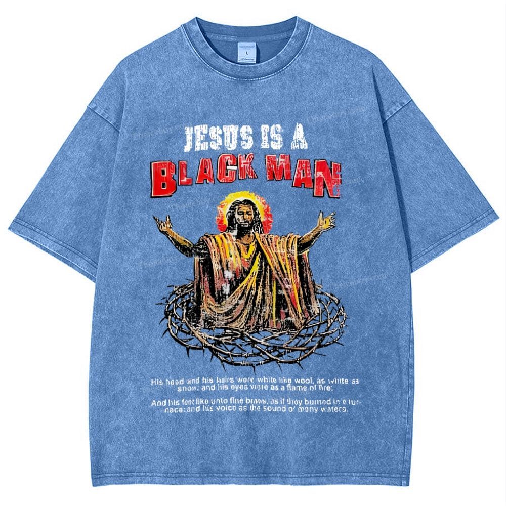 Jesus Is A Black Man Snowflake Vintage Washed T-Shirt