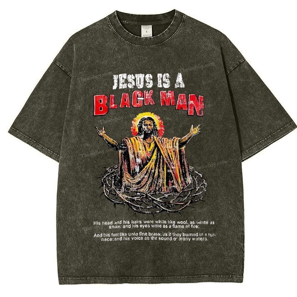 Jesus Is A Black Man Snowflake Vintage Washed T-Shirt