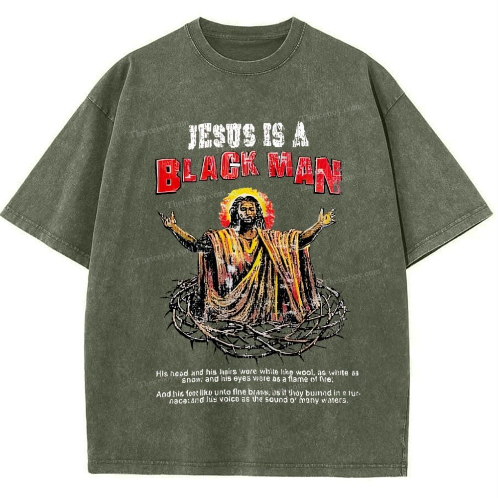 Jesus Is A Black Man Snowflake Vintage Washed T-Shirt