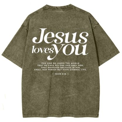 Jesus Love You Snowflake Vintage Washed T-Shirt