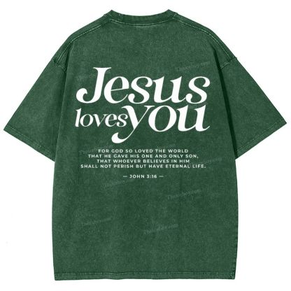 Jesus Love You Snowflake Vintage Washed T-Shirt