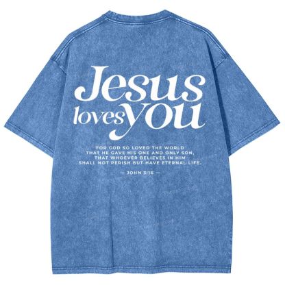 Jesus Love You Snowflake Vintage Washed T-Shirt