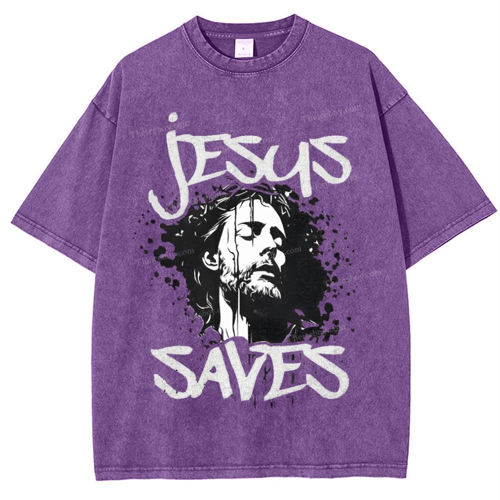 Jesus Saves Snowflake Vintage Washed T-Shirt